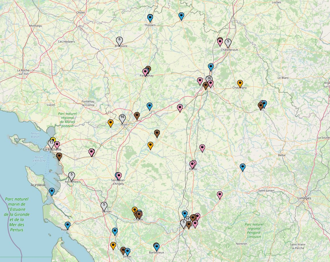Carte des journées portes ouvertes dans l'académie de Poitiers