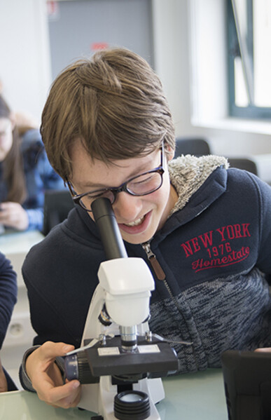 Élèves regardant au microscope