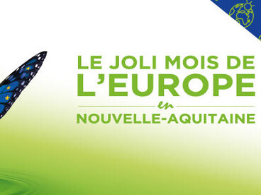 Bannière officielle du Joli mois de l'Europe en Région Nouvelle-Aquitaine